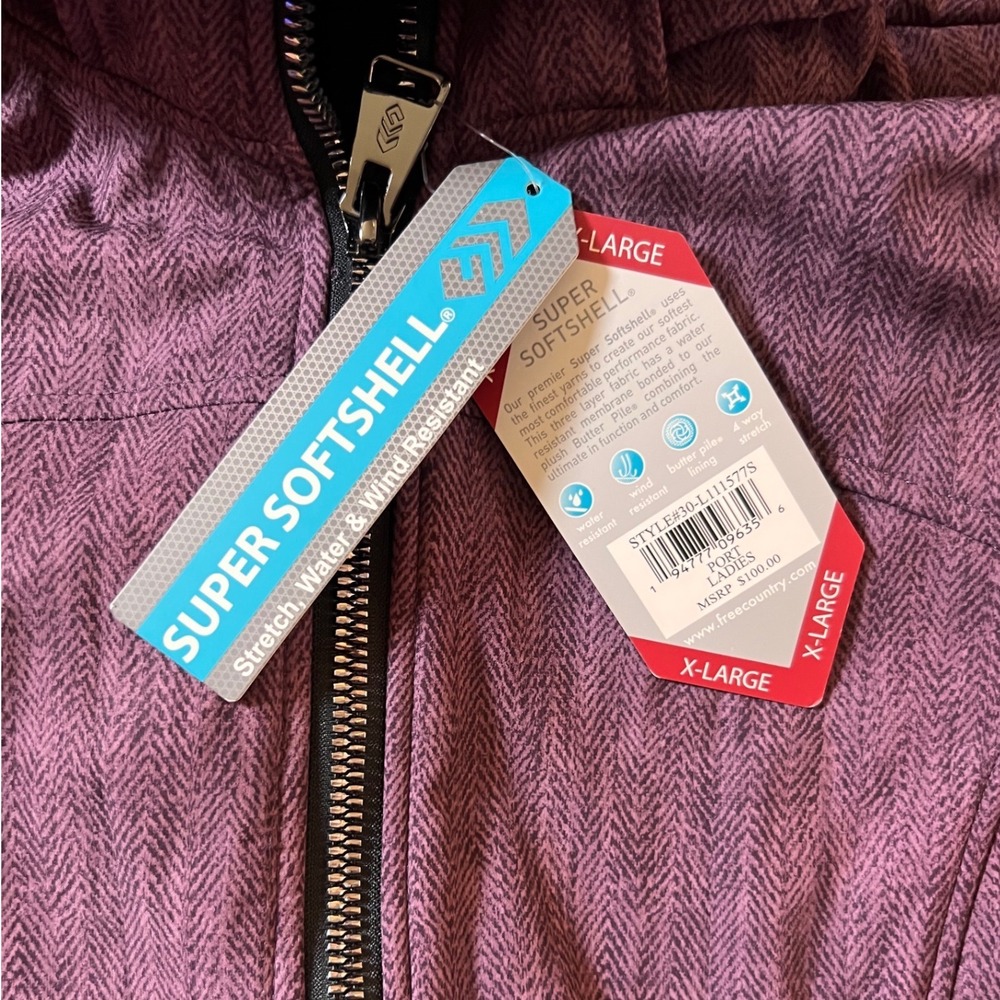NWT Free Country Wom. Super Softshell Jacket Port Clr Sz XL Water Wind Resist - Picture 9 of 10